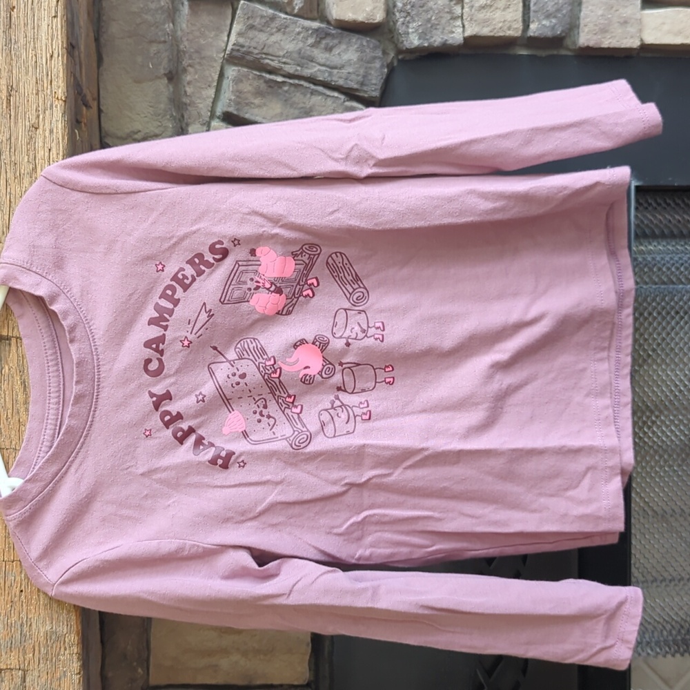Girls cat & jack long sleeve tee with camping decal size 4/5